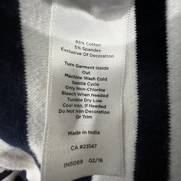 Talbot's Dress Women's LP Striped Sheath‎ Shift Navy & White Lace Trim Nautical - Picture 6 of 8